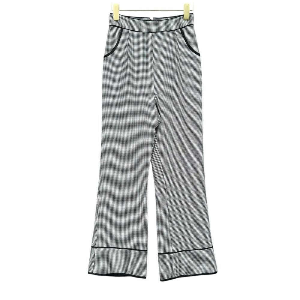 Finders Keepers Black & White Houndstooth Flare Crop Corpcore Career Pants